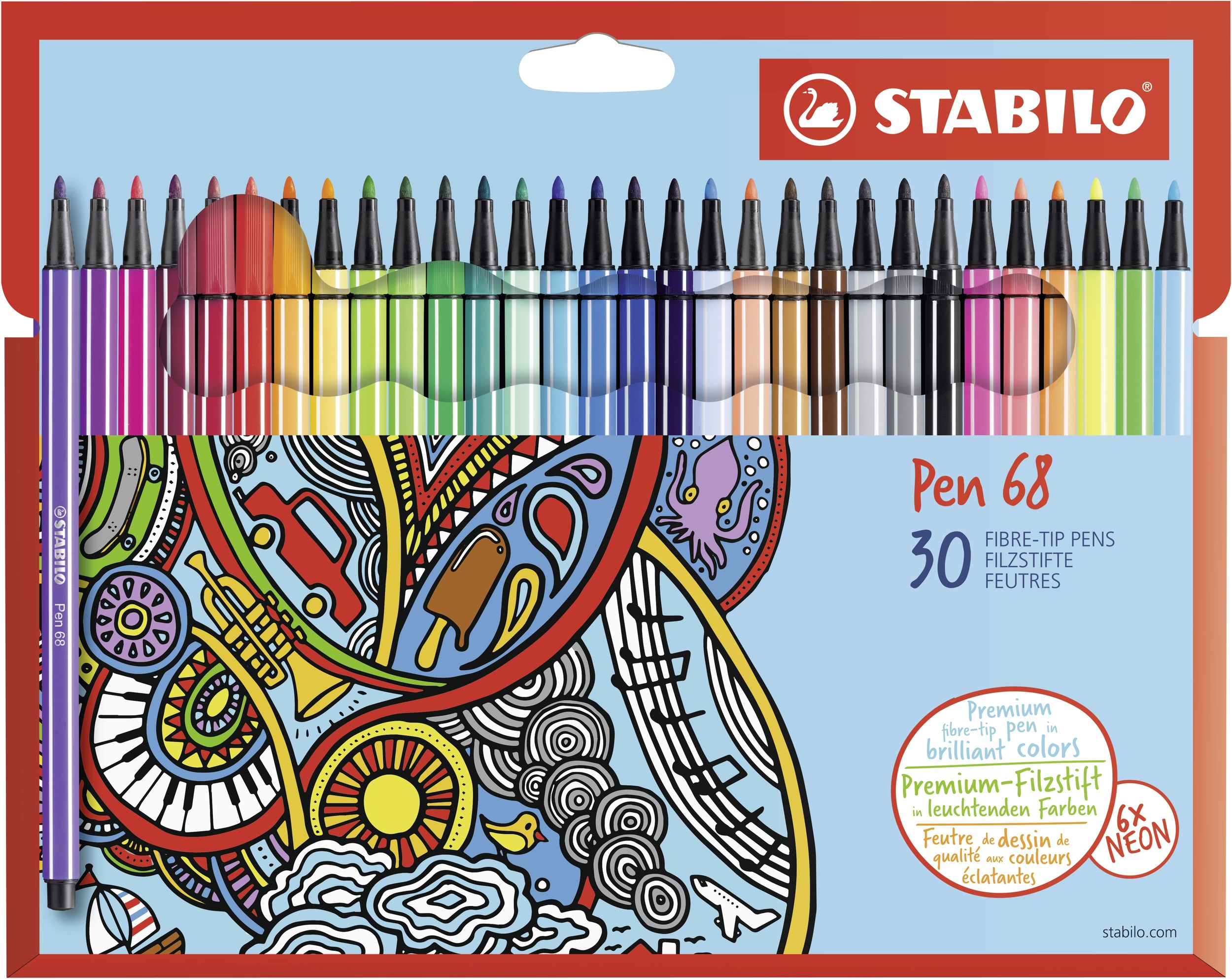 STABILO Premium-Filzstift 68-Büro Pen Schule Pastellfarben Fasermaler 8er Pack 
