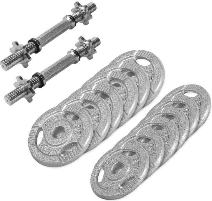 GORILLA SPORTS® Kurzhanteln - 2er Set, 27,5kg, 6x1,25kg, 6x2,5kg, Tri-Grip, Gusseisen Hantelscheiben, 30 mm, 2 Kurzhantelstange, mit 4 Sternverschlüssen - Hantelset, Kurzhantelset, Gewichtheben 100696-00003-0030