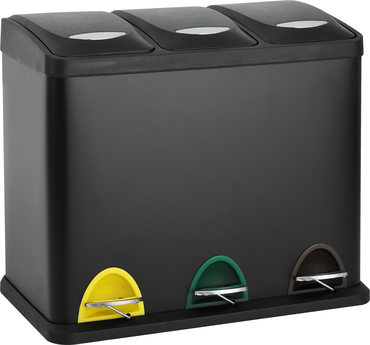 SVITA TC3X8 24 L Treteimer Abfalleimer Mülleimer Pulverbeschichteter Stahl Schwarz 92792