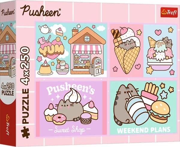 TREFL Puzzle Pusheen: Lernen Sie Pusheen 4x250 dlks kennen