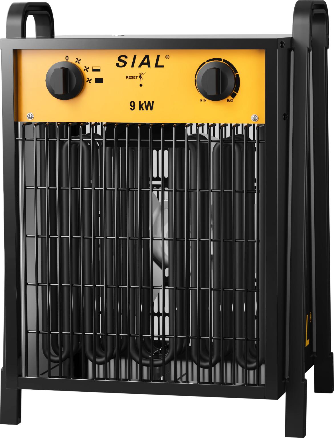 SIAL Priemyselný vykurovač 9kW, termostat, 2 režimy, čierna (pre staveniská, dielne, garáže)