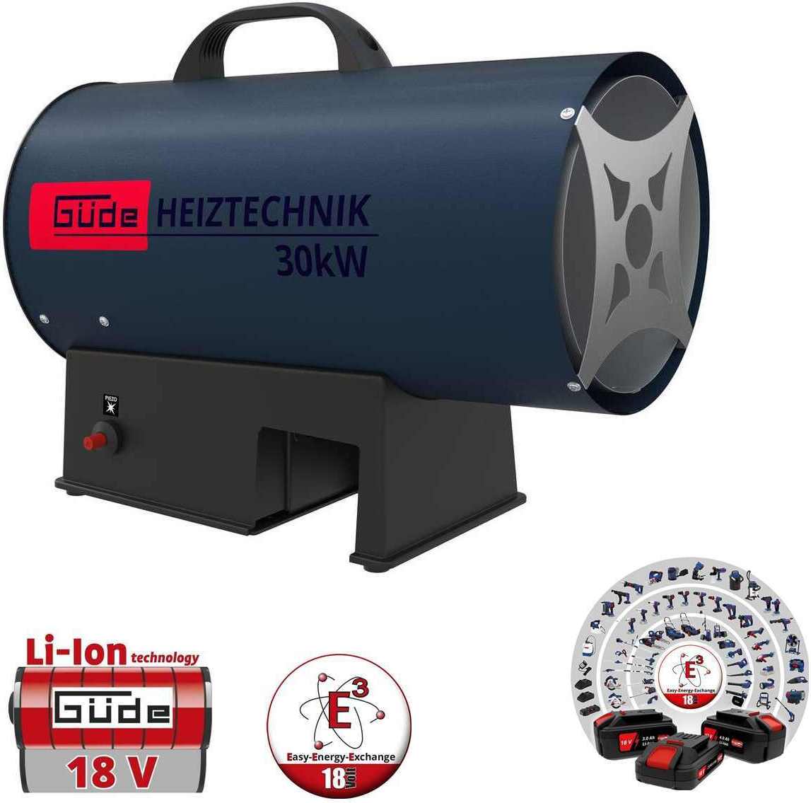 Güde Akku Gasheizgebläse GH 18 - 30 KW ohne Akku / Ladegerät ] 58431
