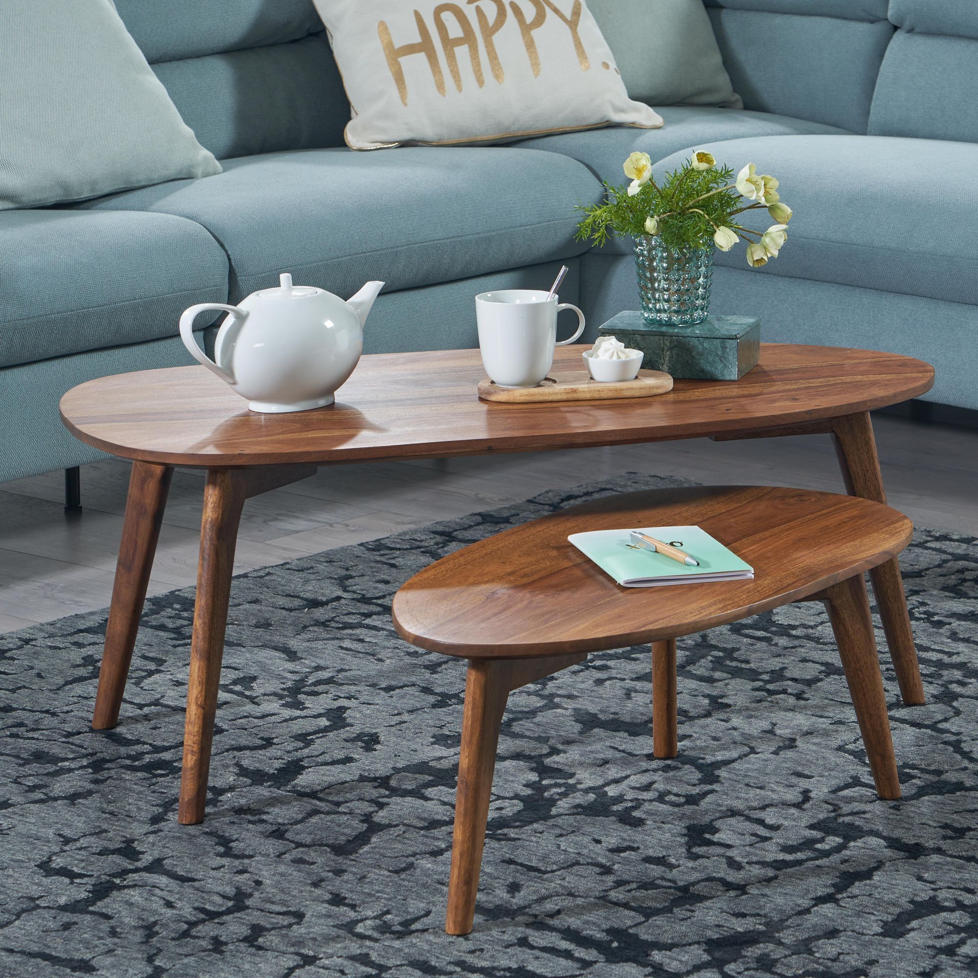 Couchtisch FineBuy Wohnzimmertisch 2er Set Nierenform Holz Beistelltisch Tisch SuVa42504_1