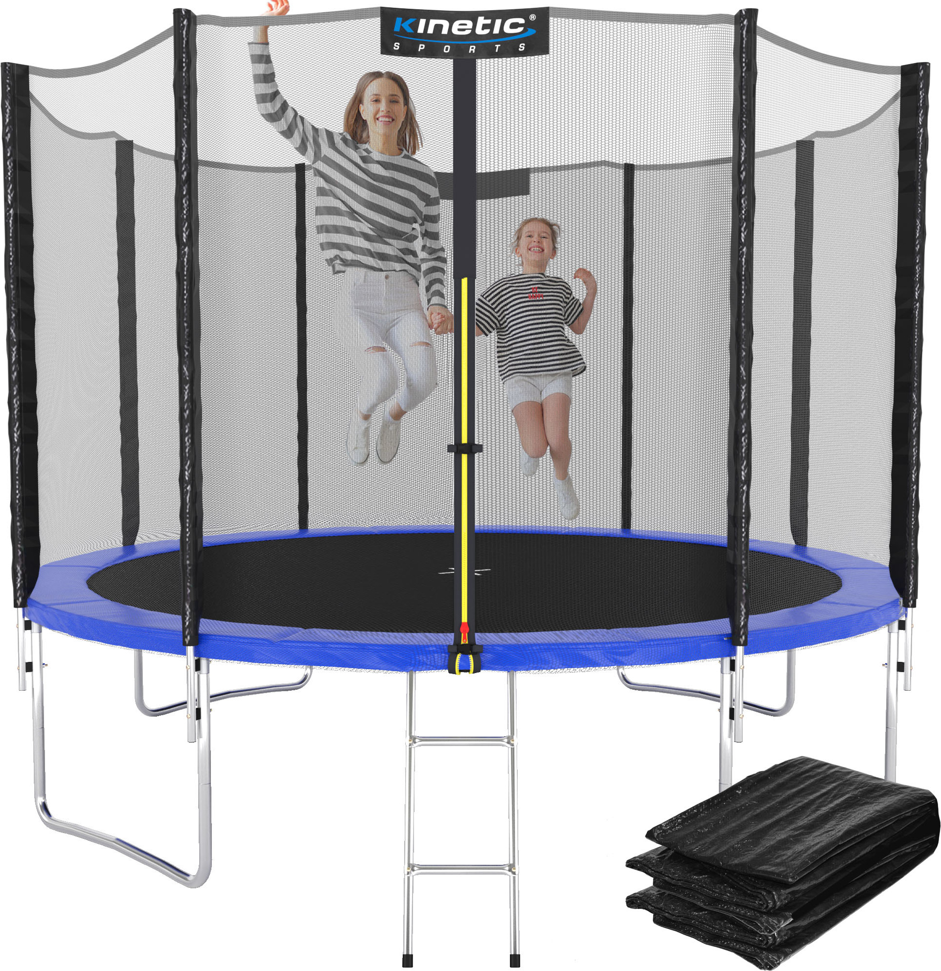 KINETIC SPORTS vonkajšia trampolína 'Salto Plus' Ø 183/244/305/366/400/430/490 cm - kompletná sada pre deti do 160 kg