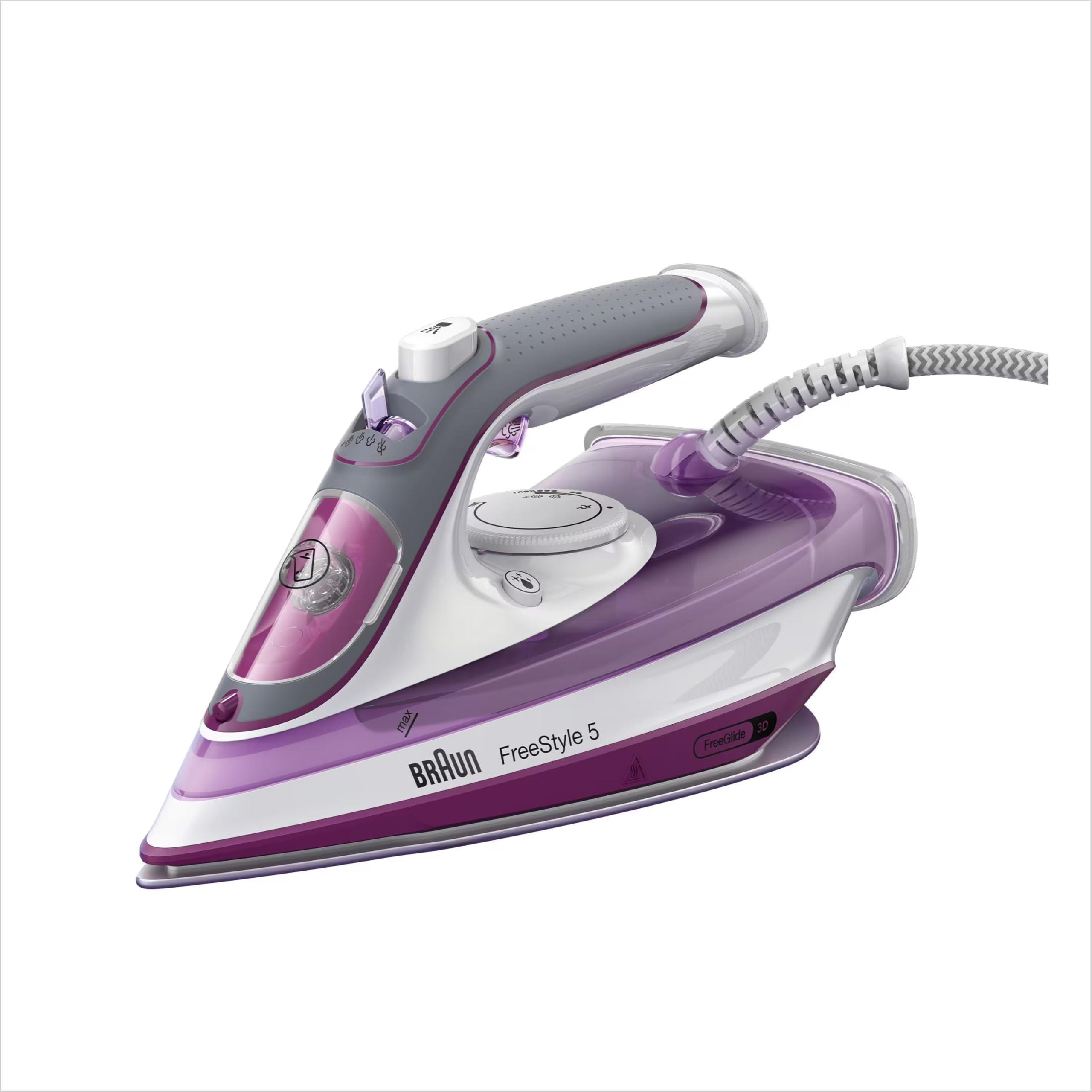 Braun FreeStyle 5 Dampfbügeleisen SI 5037 VI - Bügeleisen mit Freeglide 3D Bügel