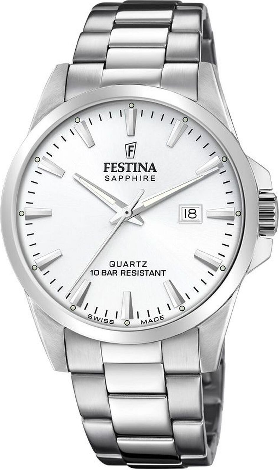 Festina F20024/2 pánske hodinky Swiss Made analógový quartz náramok z nerezovej ocele