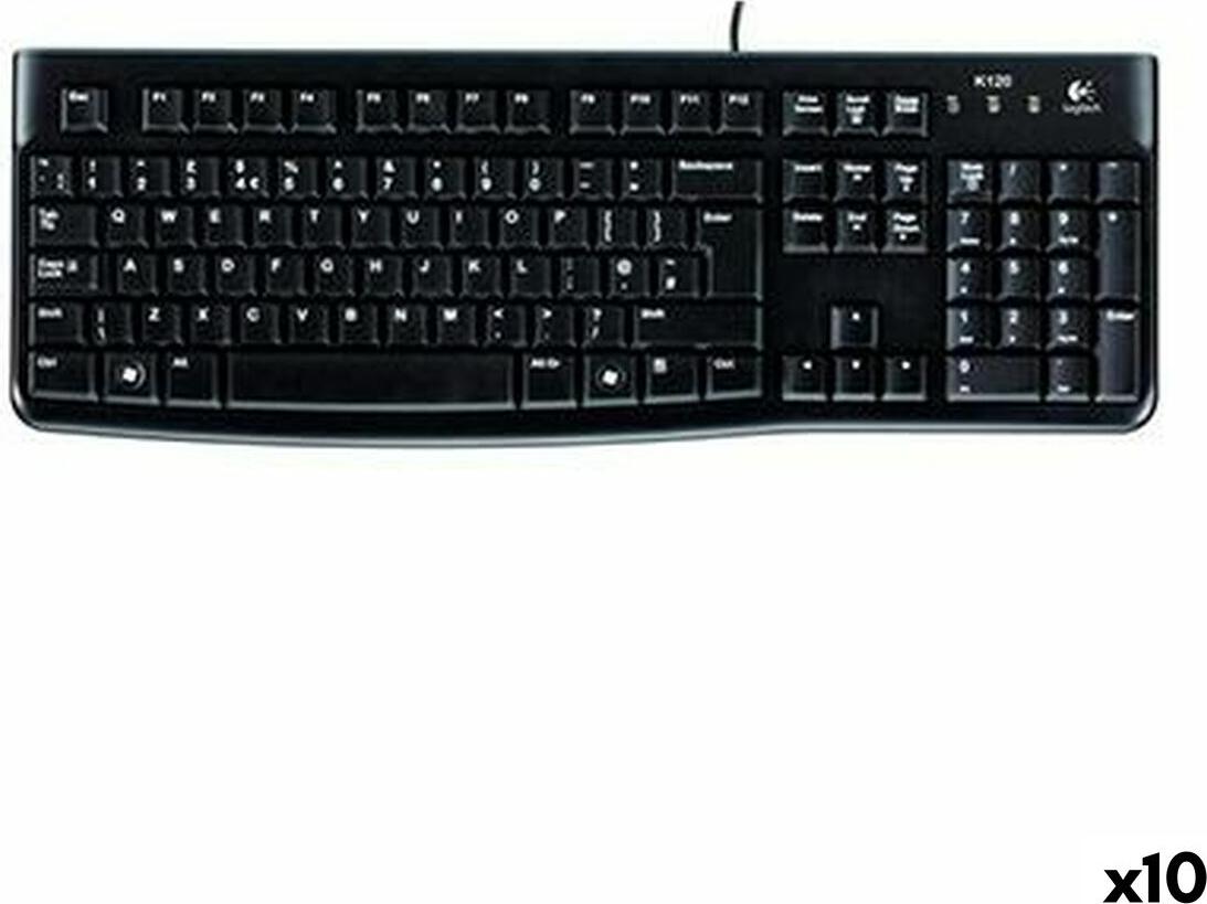 Tastatur Logitech K120 Schwarz Qwerty Spanisch (10 Stück)