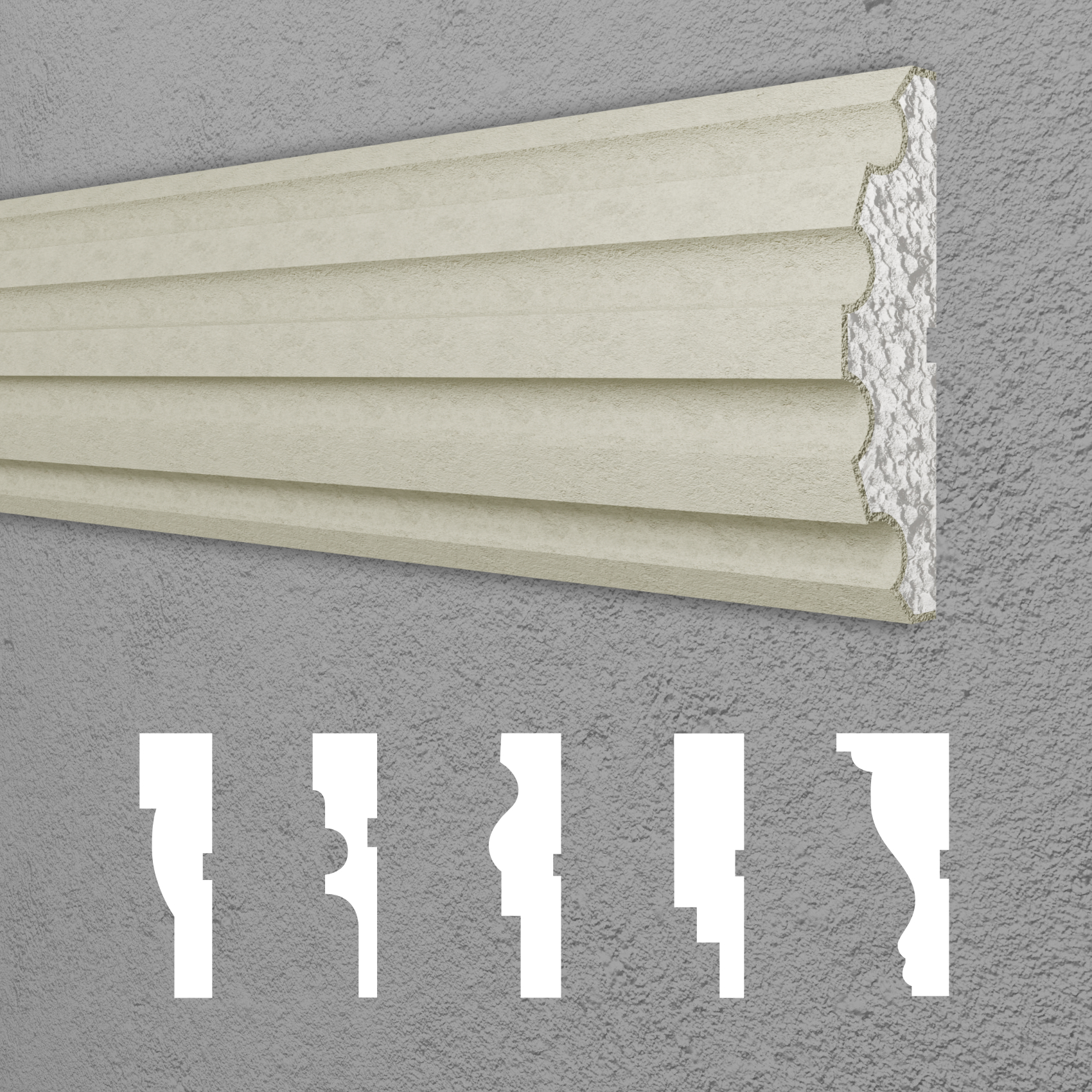 HEXIM Fassadenprofile Gesimsprofile Aussenfassade Fassadenstuck Fassadenelemente Fassade verkleiden Außenstuck - (DML-125, 50 x 200 mm, 2 Meter / 1 Profil) 93539
