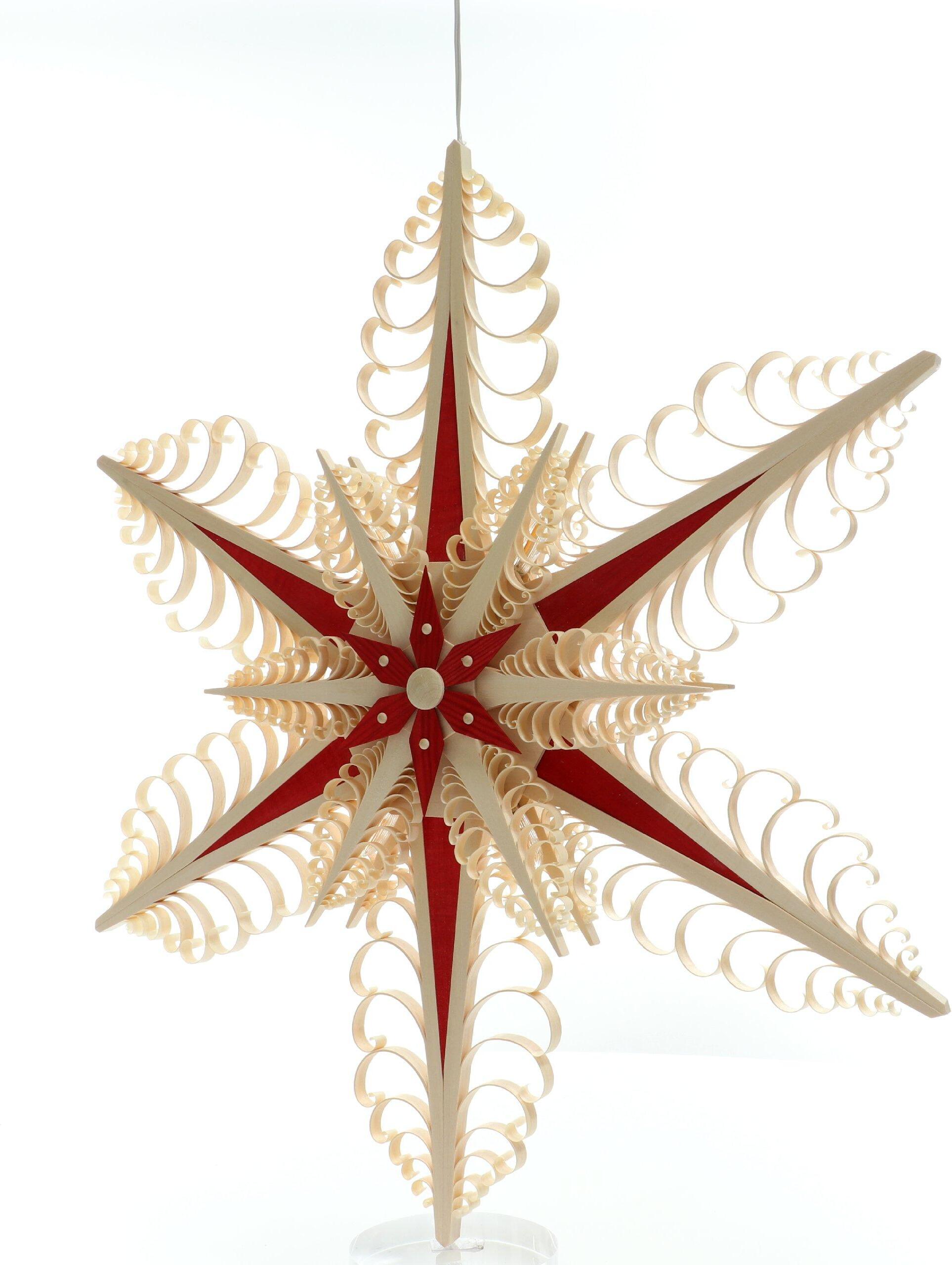 Herstellung von Baum- & Fensterschmuck Martina Rudolph Fensterschmuck Holzstern mit Beleuchtung BxHxT 50x50x4cm NEU