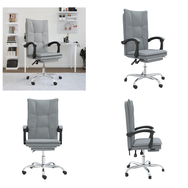 vidaXL Kancelárske kreslo s funkciou polohovania svetlosivá látka - Kancelárske kreslo s funkciou polohovania - Kancelárske kreslá s funkciou polohovania - Kancelárske kreslo s funkciou relaxácie - Kancelárske kreslo