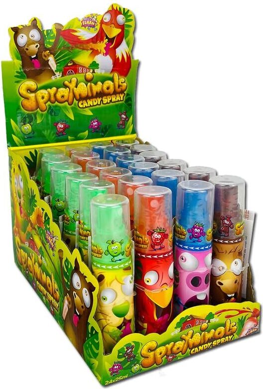 Alex Sweets Spraynimals, saures Candy Spray, 24 Sprayflaschen je 25ml