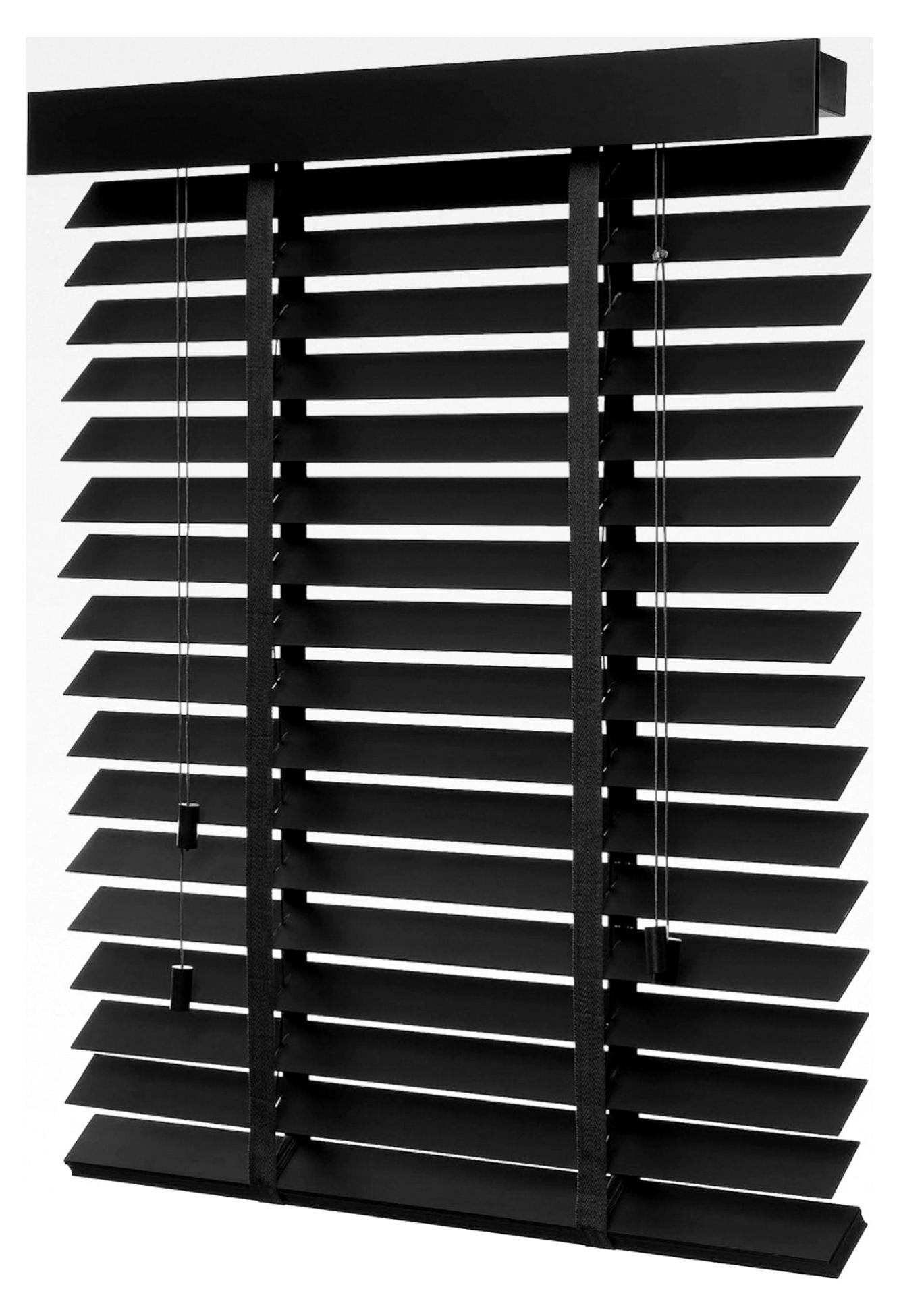 Markenlos Holzjalousie 50mm Matt Jalousette Echtholz (130 x 250 cm, schwarz)