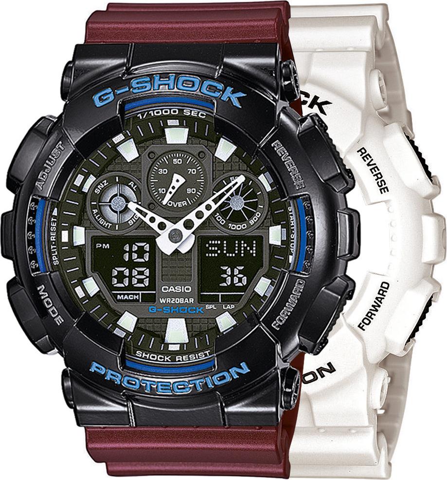 Hodinky Casio G-Shock SET GA-100B-7AER + BEZEL 10407691 + PÁS 10477355 20BAR