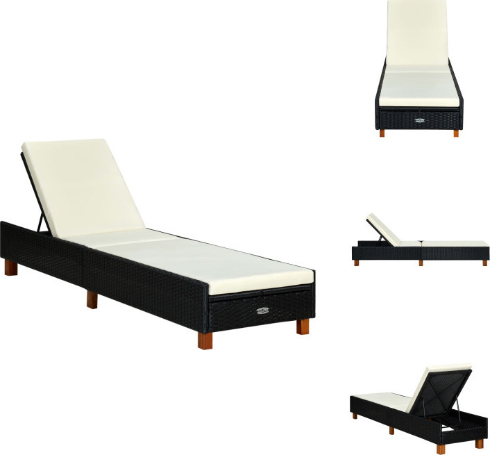 vidaXL Lehátko s vankúšom z polyratanu čierne - Lehátka