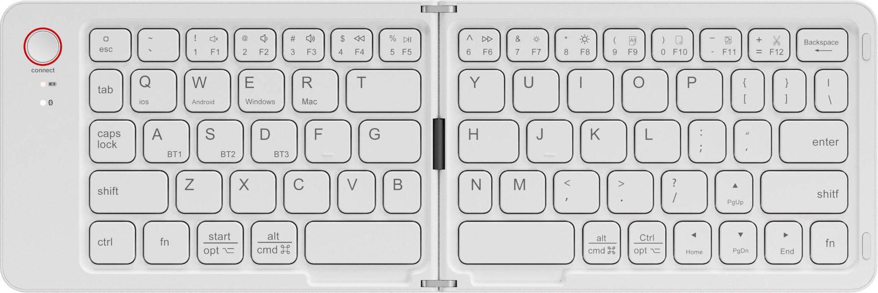 INF Faltbare Bluetooth-Tastatur Weiß 362580