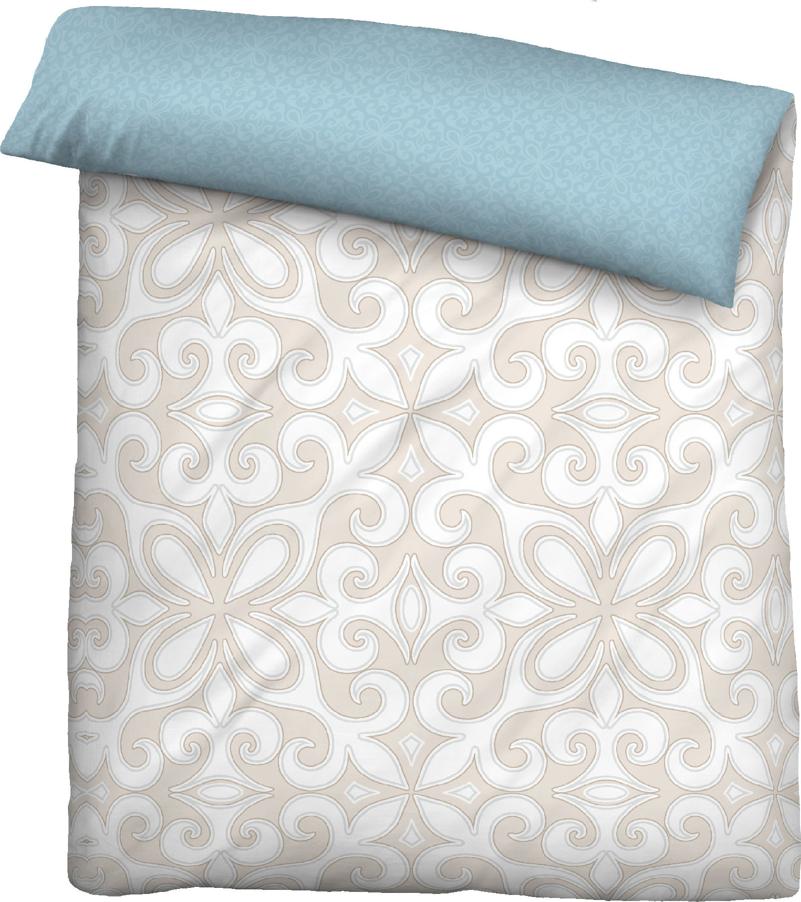 biberna Linon-Bettwäsche 0045390 ORNAMENT color: kitt, size: 1x 155x220 cm + 1x 80x80 cm