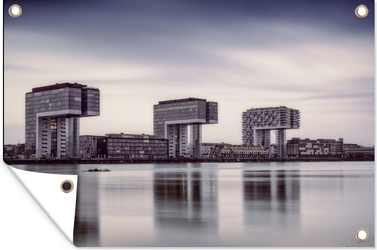 MuchoWow® 120x80 cm Outdoor-Poster Gartendeko Sichtschutz Garten Poster für den Garten Kranhaus - Köln - See 133|1284749