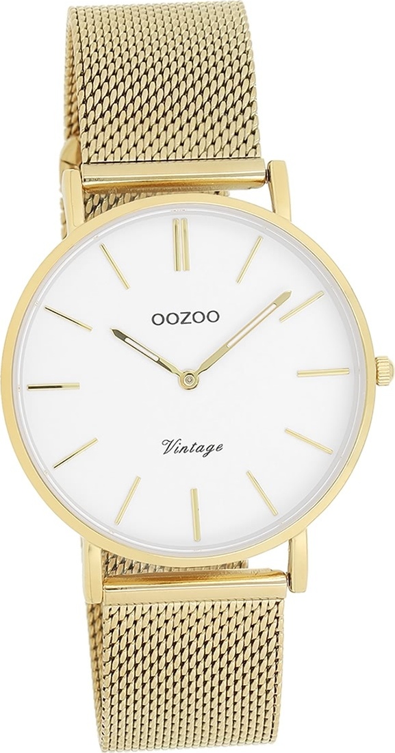 Oozoo dámske a pánske hodinky z nehrdzavejúcej ocele s analógovým náramkom zlatej farby Vintage Series D2UOC9910A