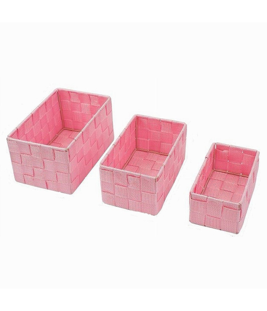 TrAdE Shop Traesio 3 Stoffkörbe Badezimmer-Organisatorboxen Halter Objekte Badeschaum Rosa 79053 33907