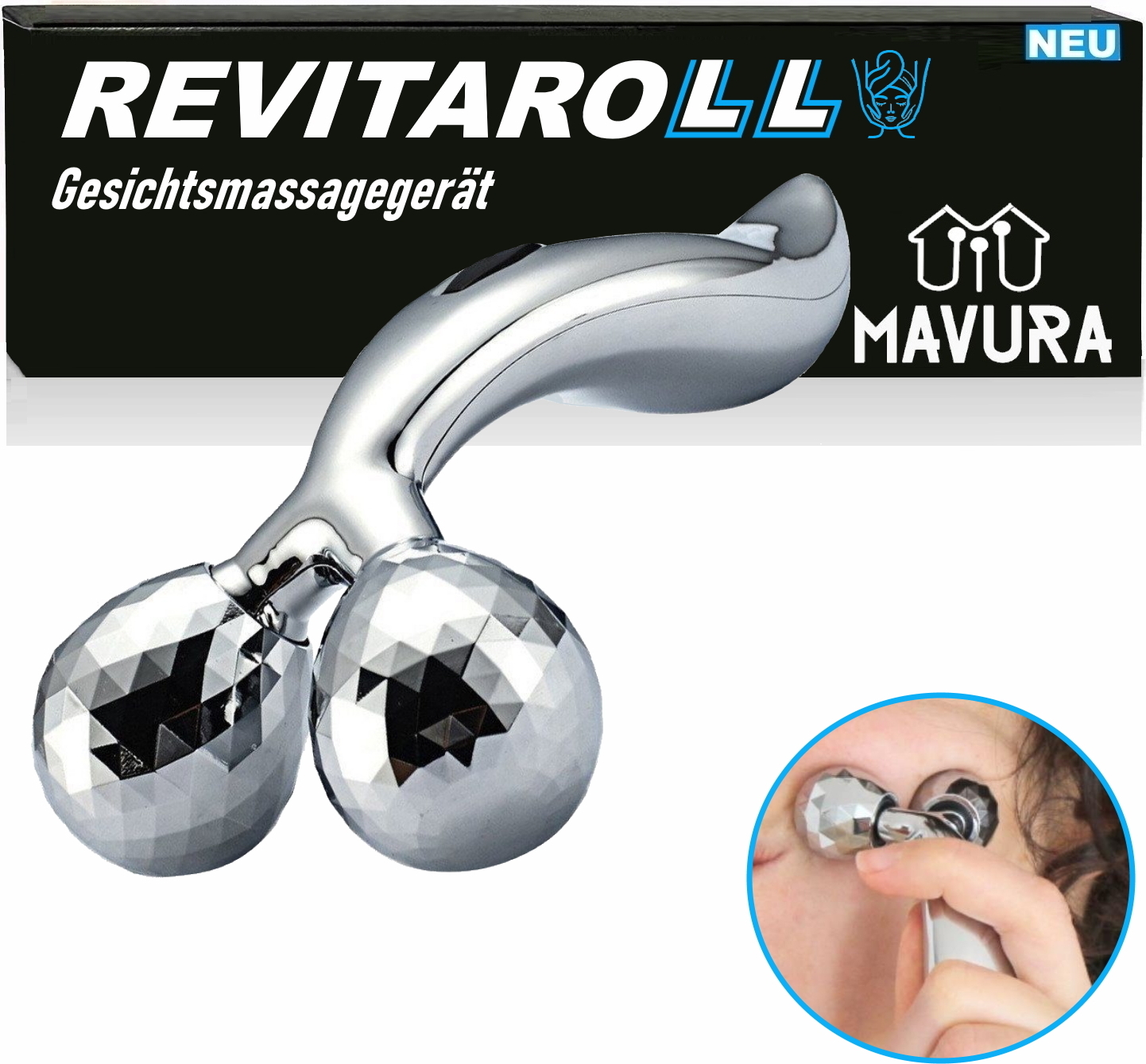 MAVURA REVITAROLL 3D Mini Gesicht Massage Roller Gesichtsroller Gesicht A431