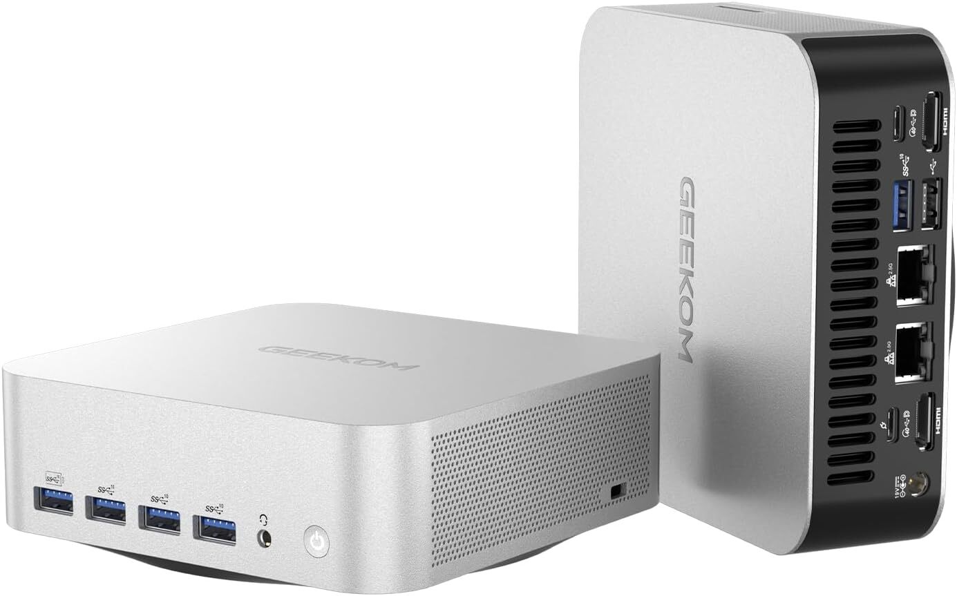2025 GEEKOM Mini PC AMD Ryzen 9 8945HS(8 jadier 16 vlákien, až 5,2 GHZ Mini stolný počítač, 32 GB DDR5 2 TBSSD pamäte, Mini PC Gaming,Windows11
