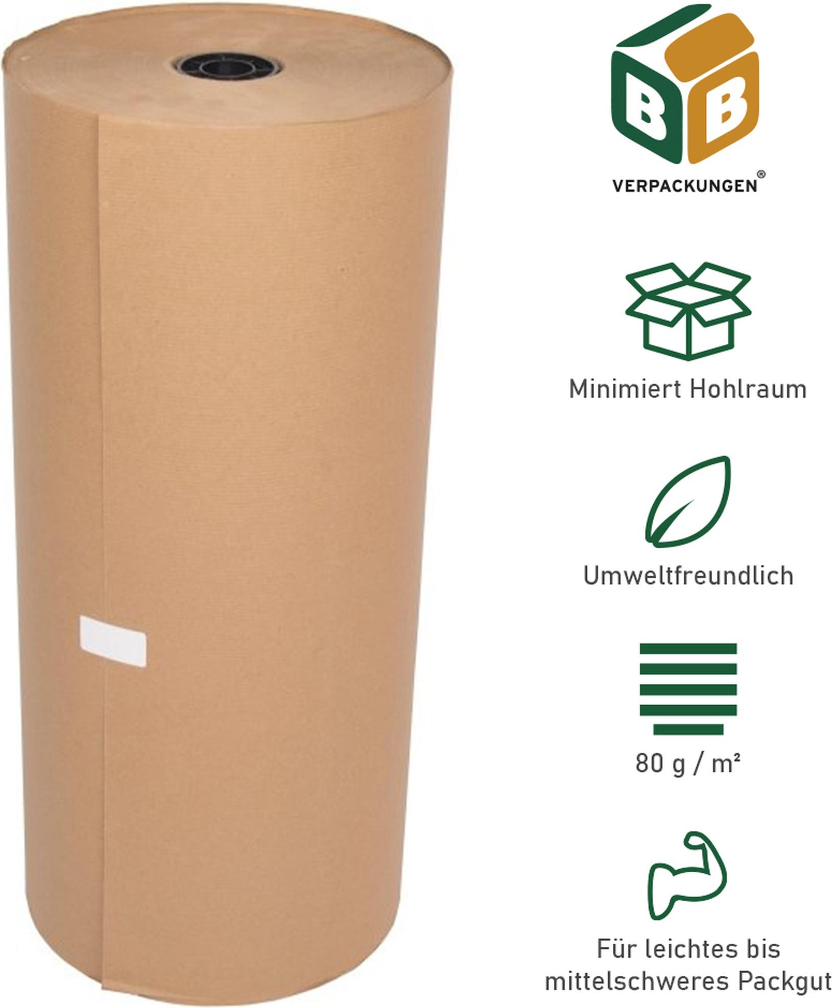 4 x Natronmischpapier (0,75 x 300 m) Packpapier braun reißfest Kraftpapier Verpackungsmaterial Polstermaterial BB-Verpackungen L48007_4