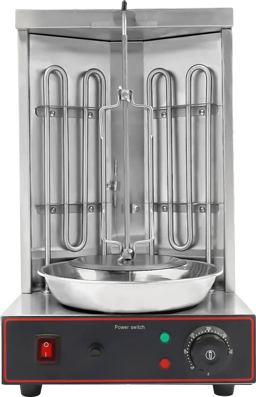 Elektrický gril na šawarmu, výkon 3000 W, automatické otáčanie, strieborný