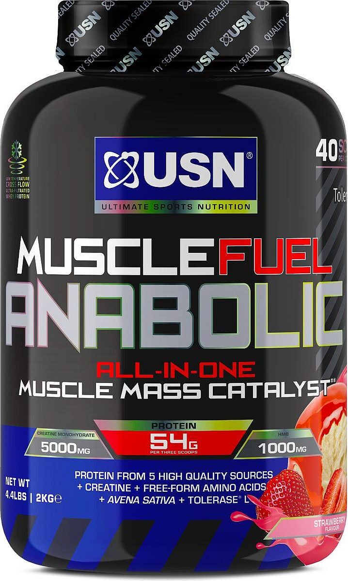 USN Muscle Fuel Anabolic (2000g) Strawberry - Gewichtszunahme - Ohne Kreatin FID