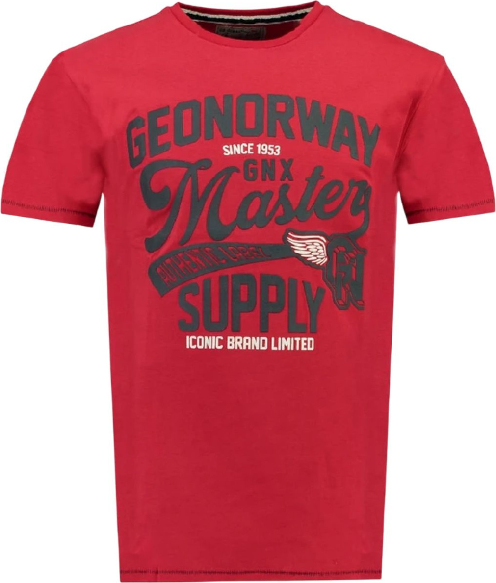Herren T-Shirt Geographical Norway rot mit Aufdruck