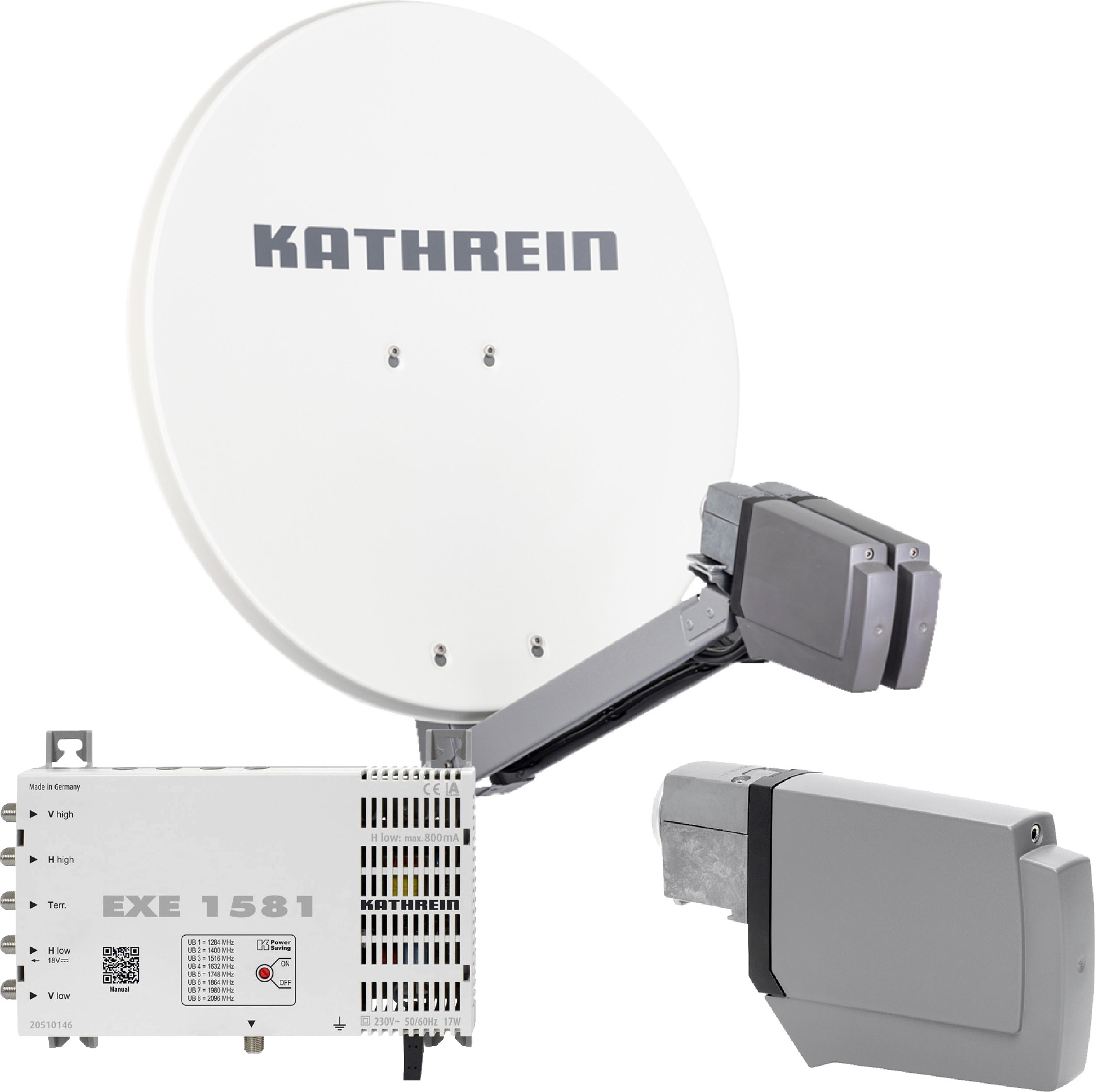 Kathrein CAS 80 Sat-Antenne weiß (we) 8 Teilnehmer - 8 Teilnehmer über Unicable 13686-030