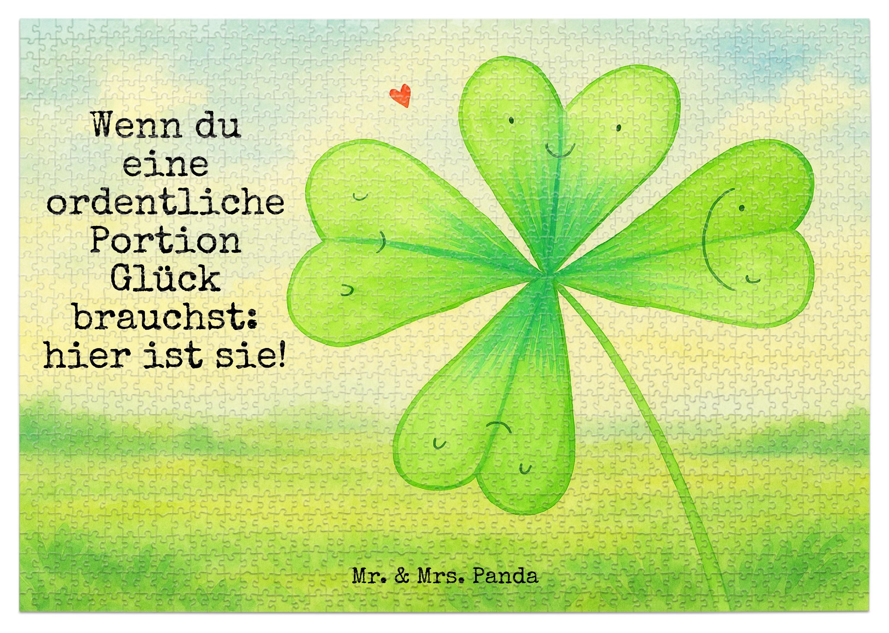 Mr. & Mrs. Panda Puzzle Blume Kleeblatt Design 1500 Teile - Weiß - Geschenk, Umzug, Glück, Garten, 500, 2000, 300, Legespiel, Motivation, Glücksbringer, Jobwechsel PD-1925242-STANDARD