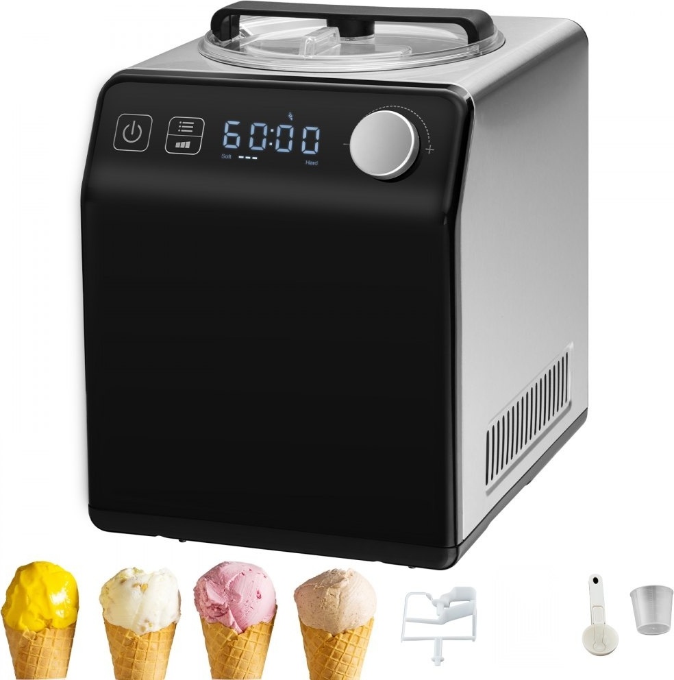 Eismaschine Deluxe - 2L Kompressor-Innovator - 180W Frozen Yogurt Champion - 3 Modi Eiscreme-Zauber - Geräuscharm Schwarz Hausfreund - Elektrischzbar.