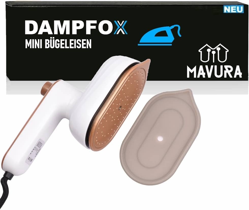 MAVURA DAMPFOX Mini Dampfbügeleisen Tragbares Reisebügeleisen Titan Bügelsohle schnell B1195
