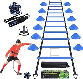 Akhan Fussball Trainingszubehör, 6m Koordinationsleiter, 12 Hütchen, Fußballtrainer und Springseil, Fussball Trainingsset Sachen, Fußball Geschenke für Jungs Kinder 174854250