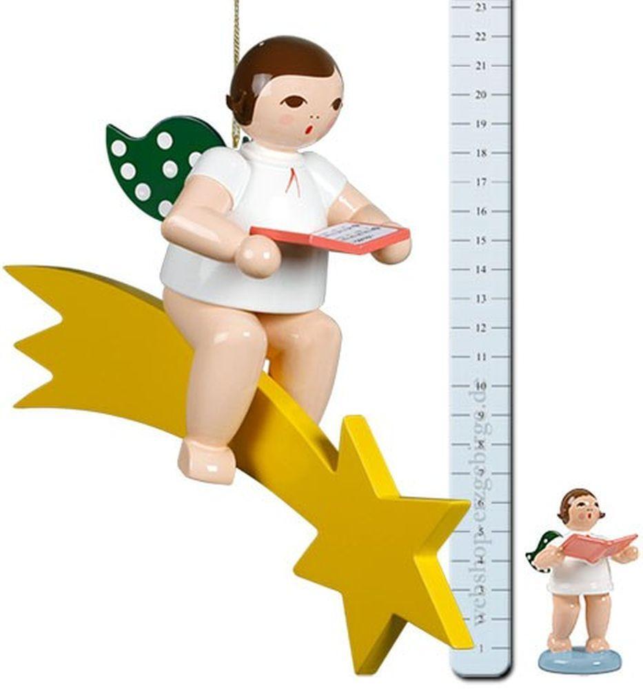 KDE Ellmann Fensterbild Engel auf Schweif mit Buch ohne Krone Höhe 25cm NEU 28951-03