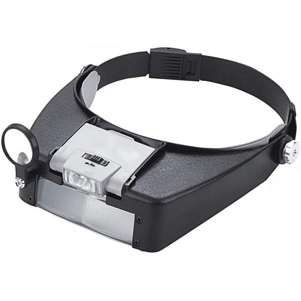 Crrynuo Kopfbandlupe Stirnlupe Lupenbrille Standlupe mit Beleuchtung Vergrößerung 1,5x / 3,0x / 6,5x / 8,5 binokular KAU-YH-UN-HWC-240704-12