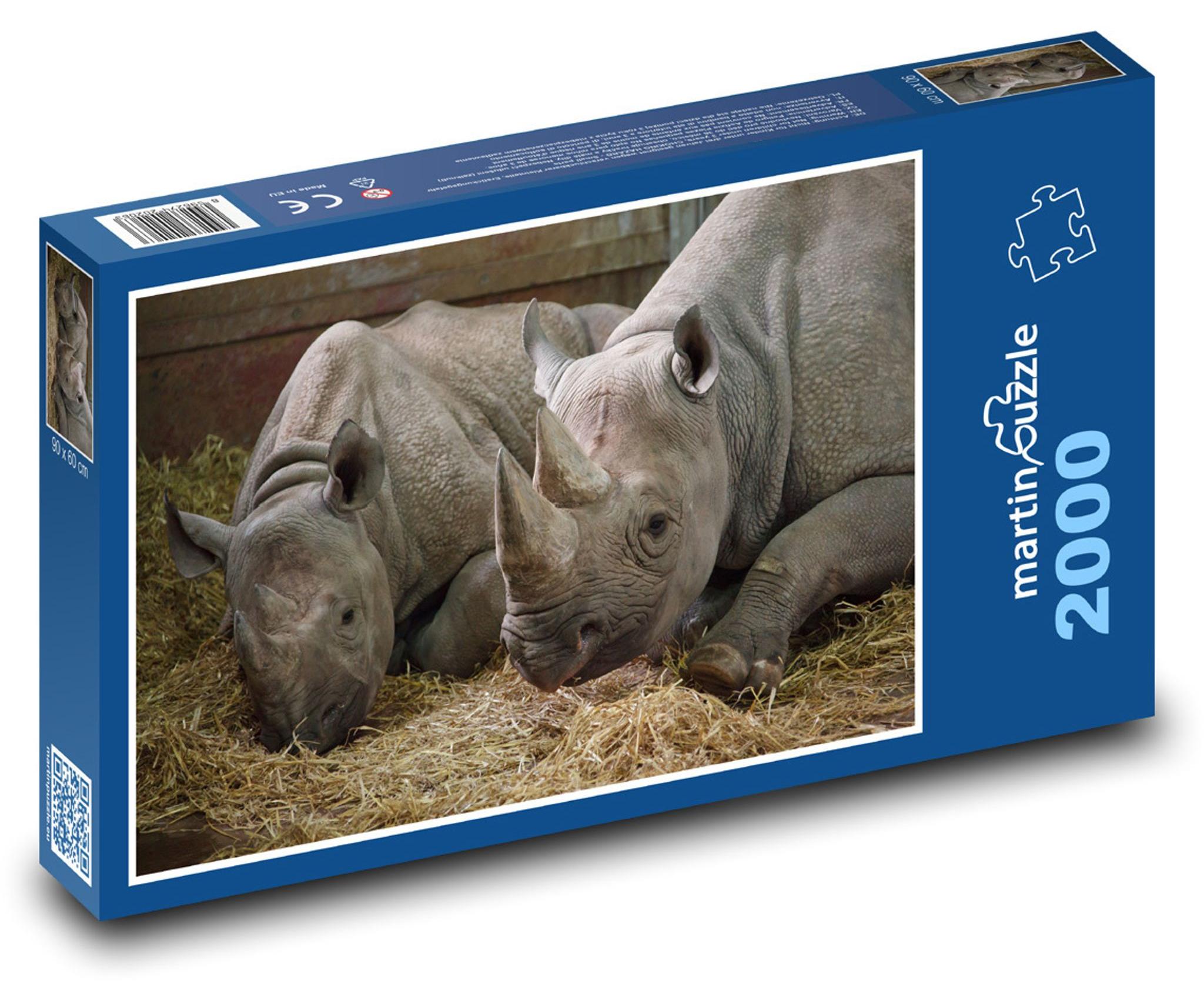 MCprint martinpuzzle - Puzzle 2000 Teile - Nashörner ruhen auf Stroh
