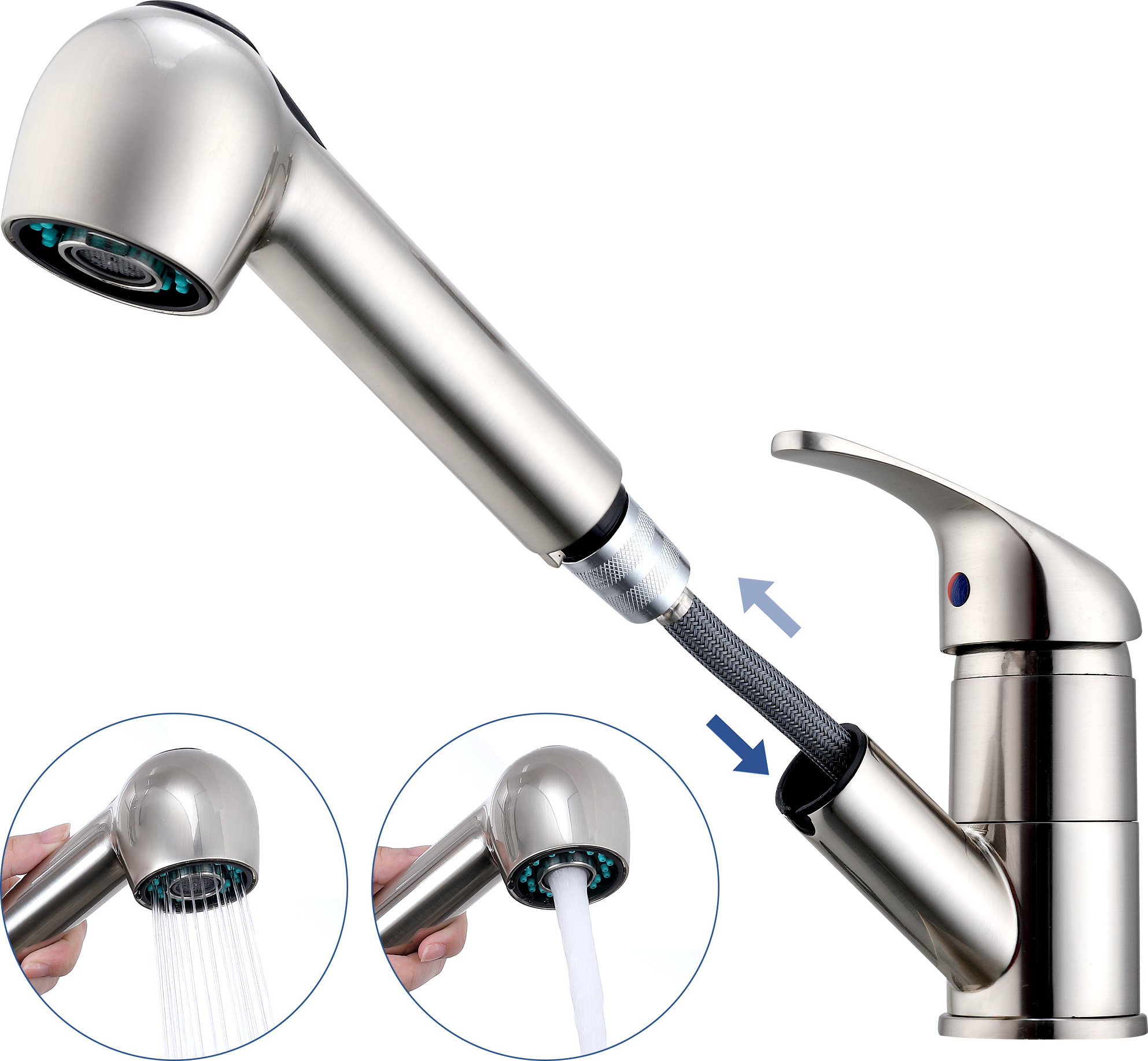 Wasserhahn Küche HOMELIVE 180°Schwenkbar Armaturen Küche mit Brause Zwei Wasserstrahlarten Küchenarmaturen Chrom Spülarmaturen Küche Einhebel E42033007