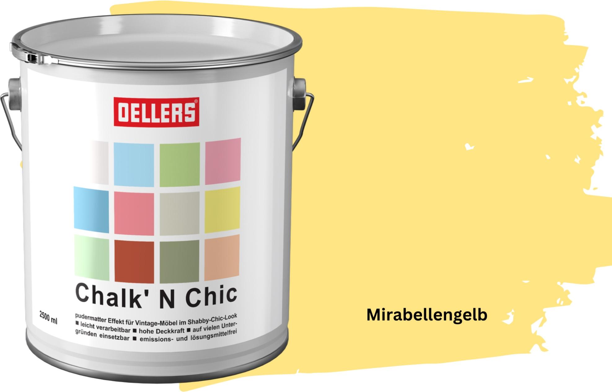 OELLERS creative OELLERS Chalk 'N Chic Kreidefarbe Mirabellengelb 2,5L matt – für Shabby-Chic-Look & Vintage-Stil auf Holz, Beton, Raufaser, Gipskarton uvm. chalk-2.5-mir