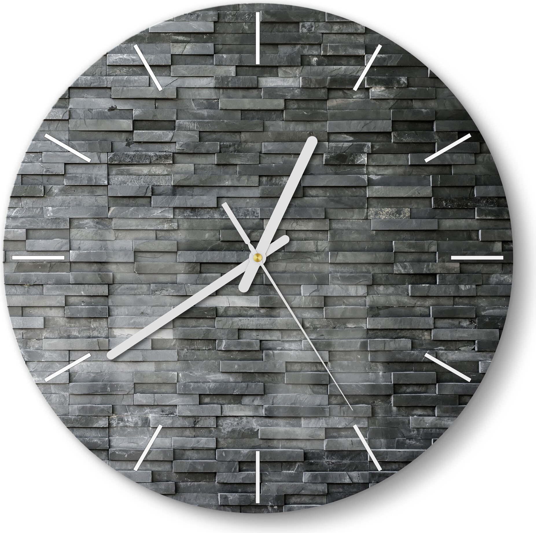 DEQORI Glasuhr Ø30 cm Modern 'Natursteinmauer' Wanduhr Glas Uhr Design leise WC-D30-M-1193