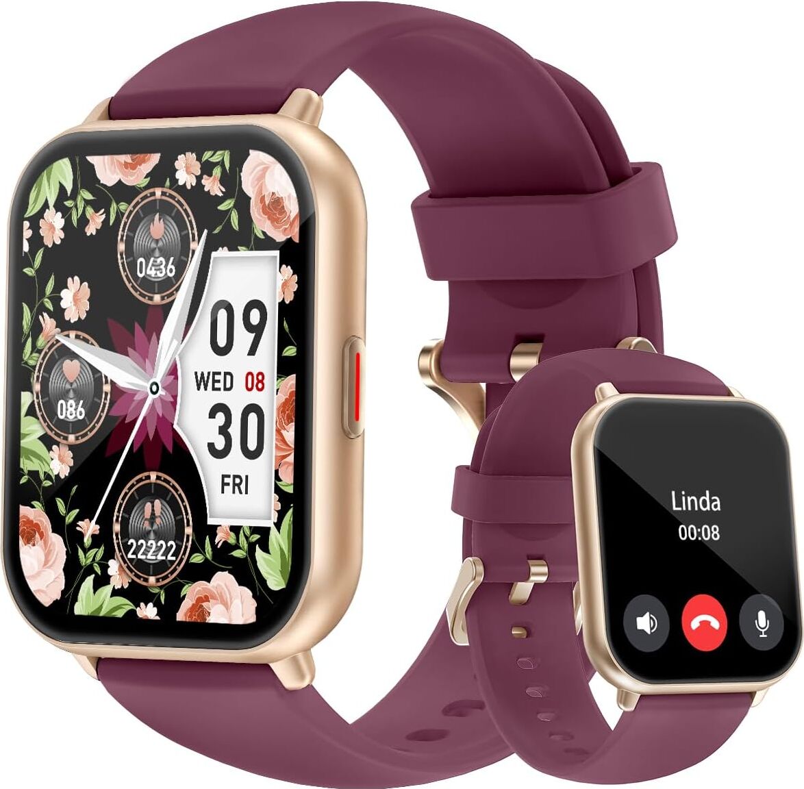 Smartwatch muži ženy, 1,85-palcový HD dotykový displej s funkciou telefónu, monitor srdcovej frekvencie SpO2, krokomer, 100+ tréningových režimov, Android IOS