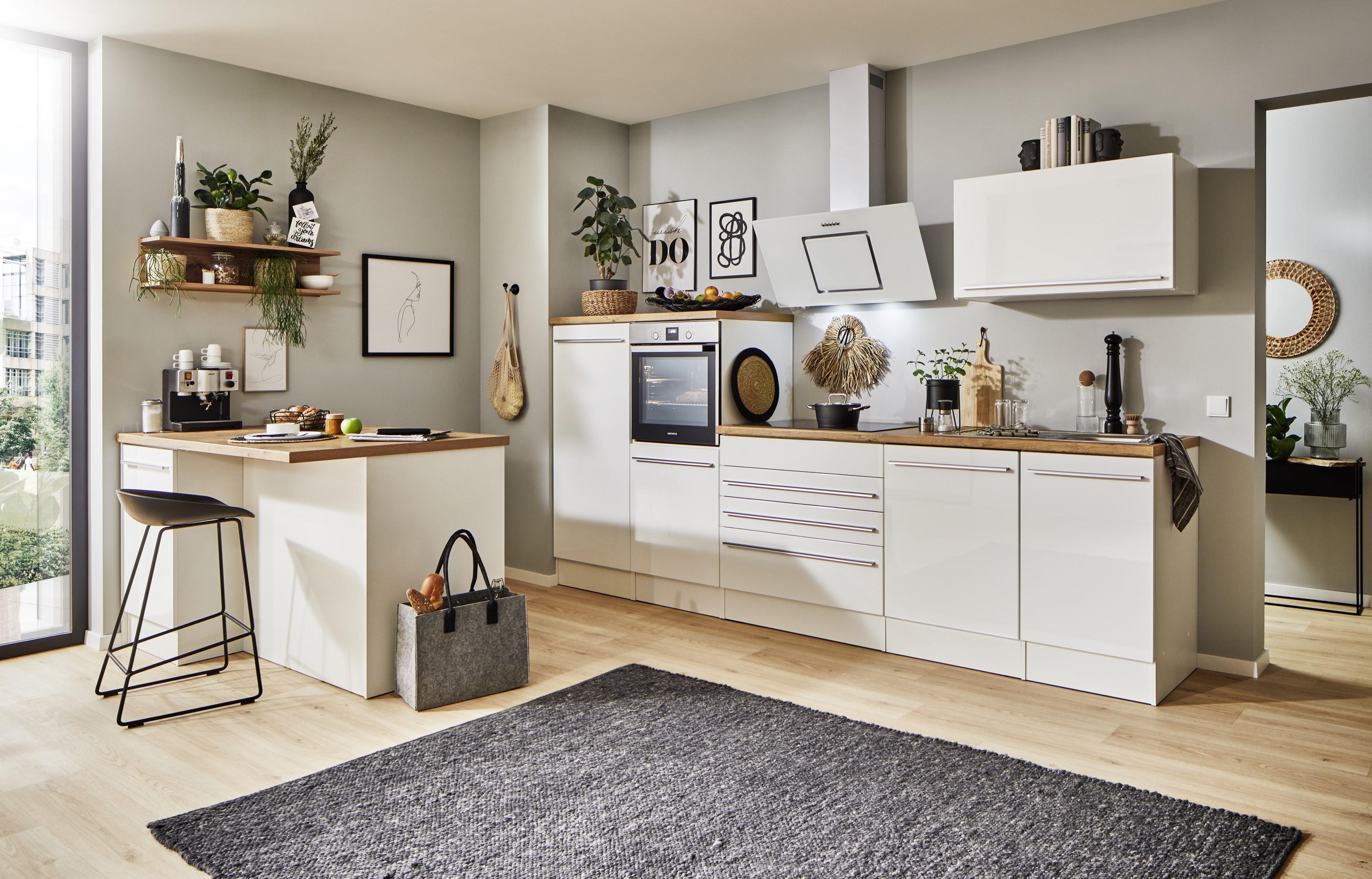 Küche Inselküche Küchenzeile Weiß Gabriel 320 cm Respekta