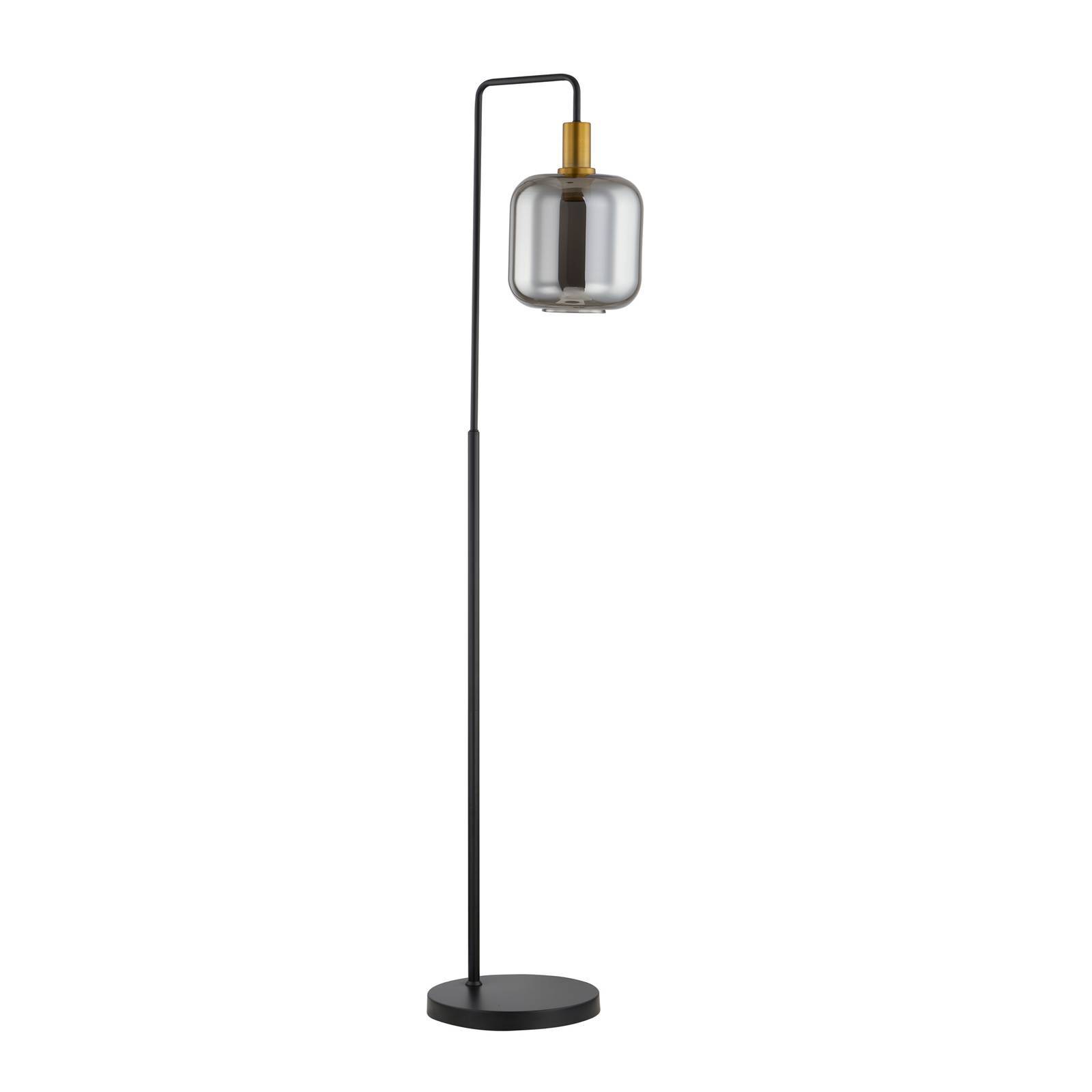 Lindby Stehlampe Nimbora, 150 cm, schwarz, Glas, Metall 10017395