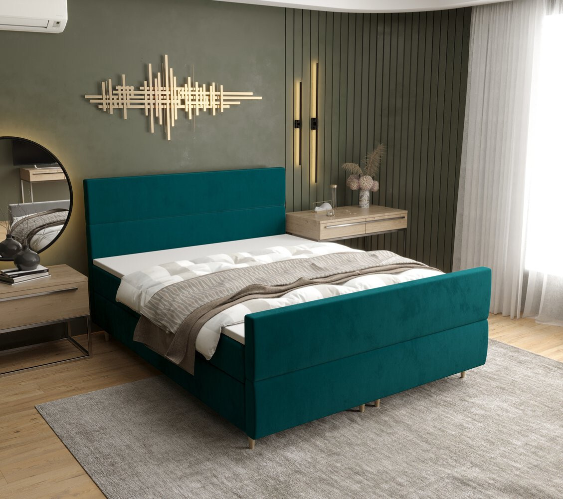 Kontinentálna manželská posteľ ANGELES PLUS - 180x200, modrá