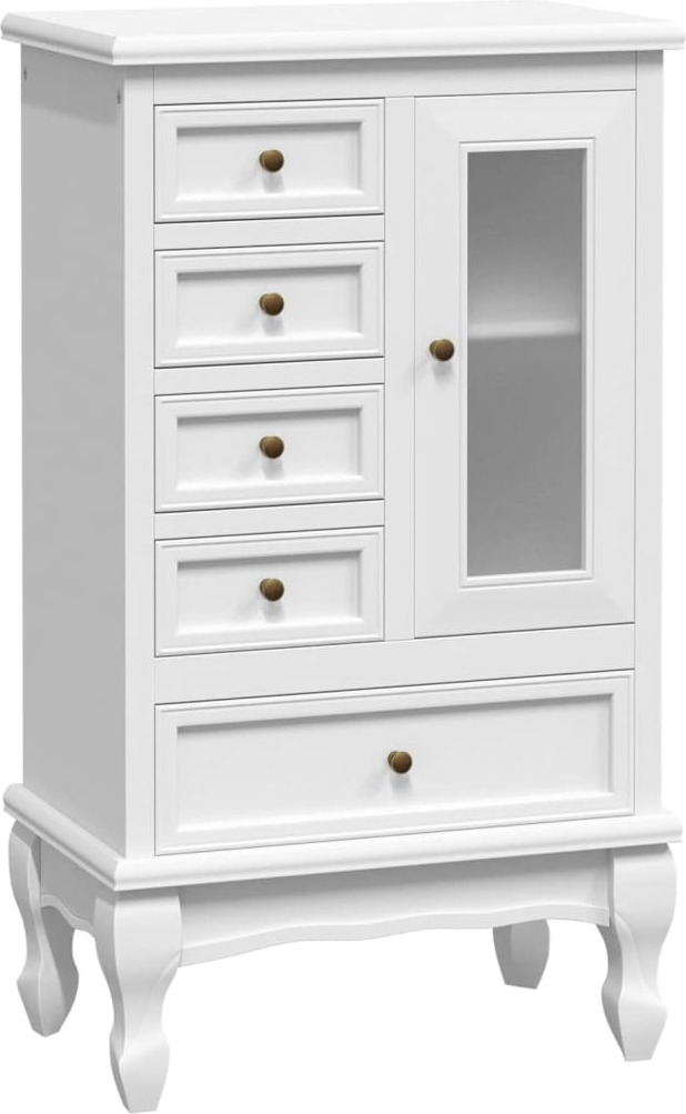 Schrank mit 5 Schubladen 2 Fächer Weiß