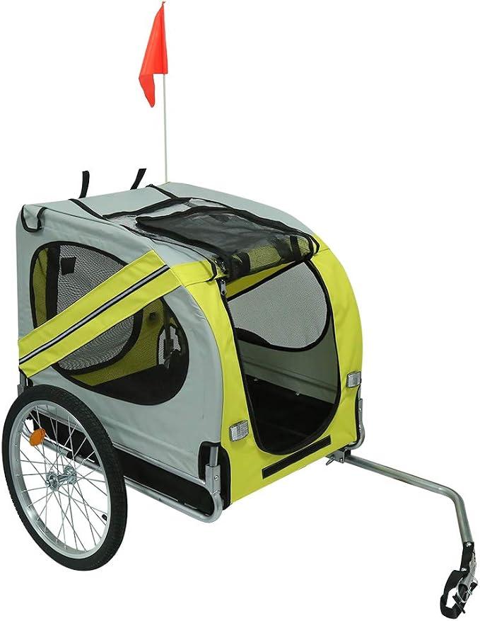 Unbranded Fahrradanhänger für Hunde, Hundefahrradanhänger Hundeanhänger Fahrradanhänger mit 2 Räder, 1 kleine rote Flagge, Faltbar Fahrradanhänger
