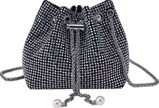 OEM Glitzernde Strass Handtas mit Kette Silber 2026