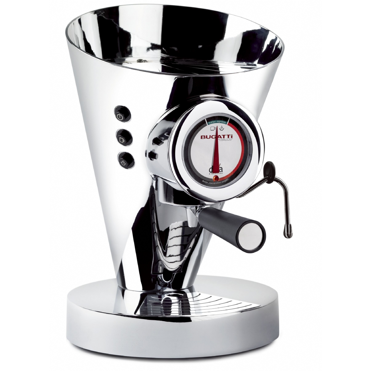 Bugatti Italy DIVA EVOLUTION, Espresso kávovar, 0,8 L, kávový sáčok, Mletá káva, 950 W, Chróm