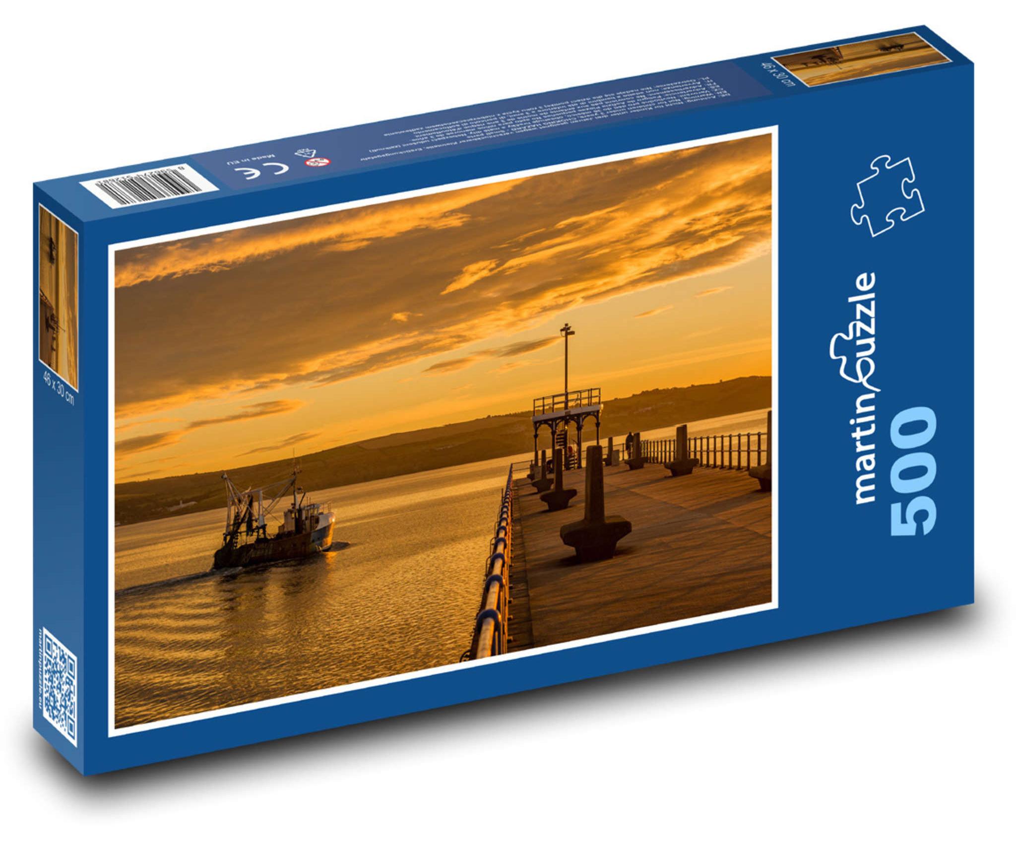 MCprint martinpuzzle - Puzzle 500 Teile - Fischerboot an der Anlegestelle festgemacht
