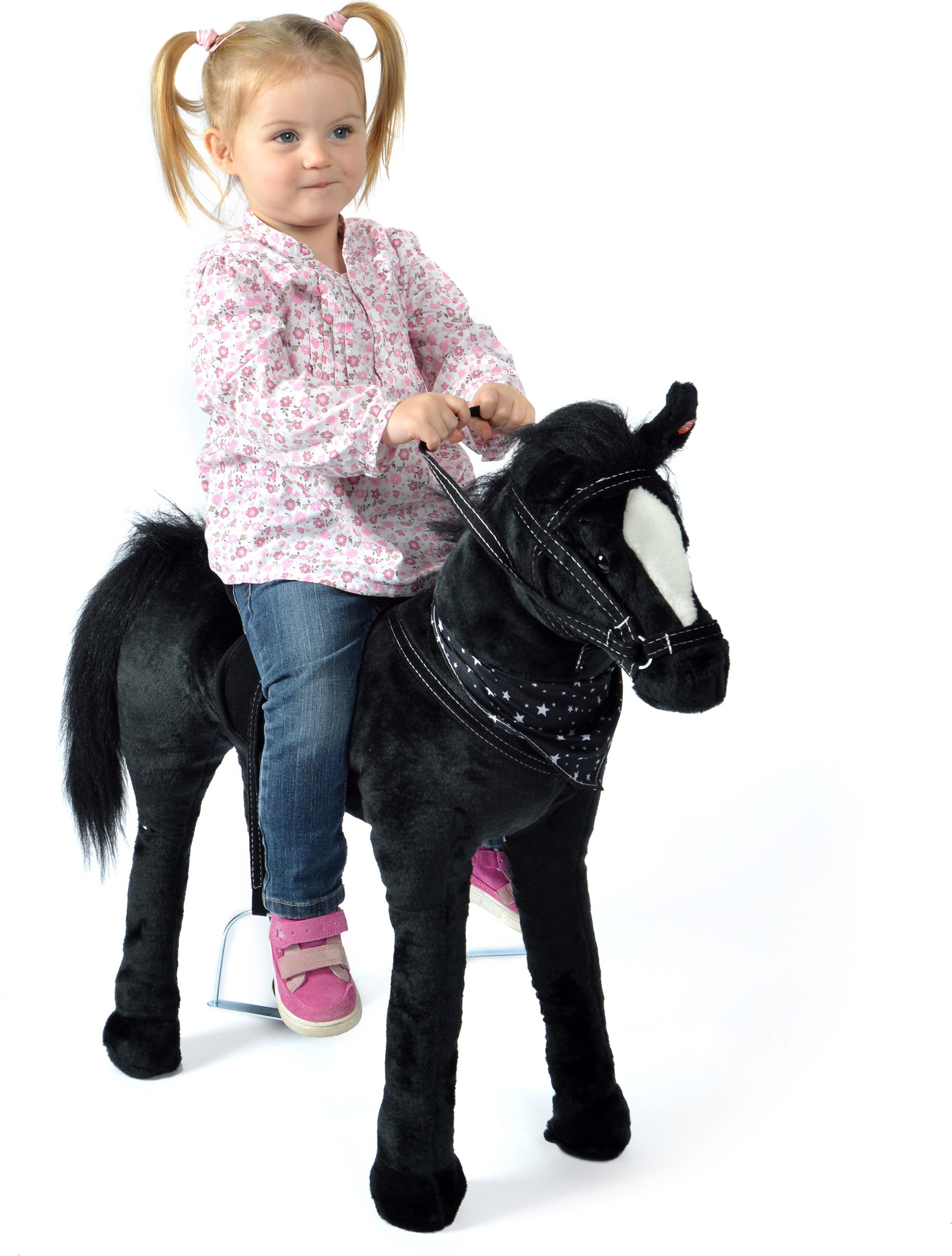 Pink Papaya Stehpferd zum draufsitzen | 75cm Spielpferd zum Reiten | Pferd zum Reiten für Kinder mit Sound | Sattel Pferd - Polly 40031